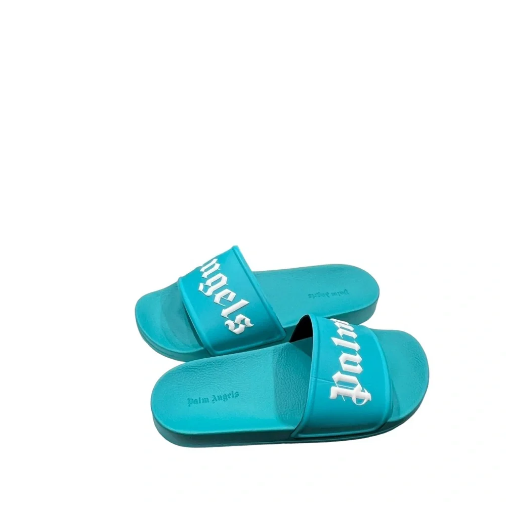 Palm Angels LIGHT BLUE POOL SLIDER LOGO Sandals Men’s Size 10
